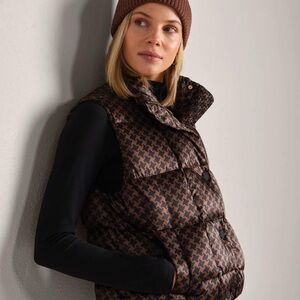 RHONE Black Shell Vest with Brown Houndstooth Lining